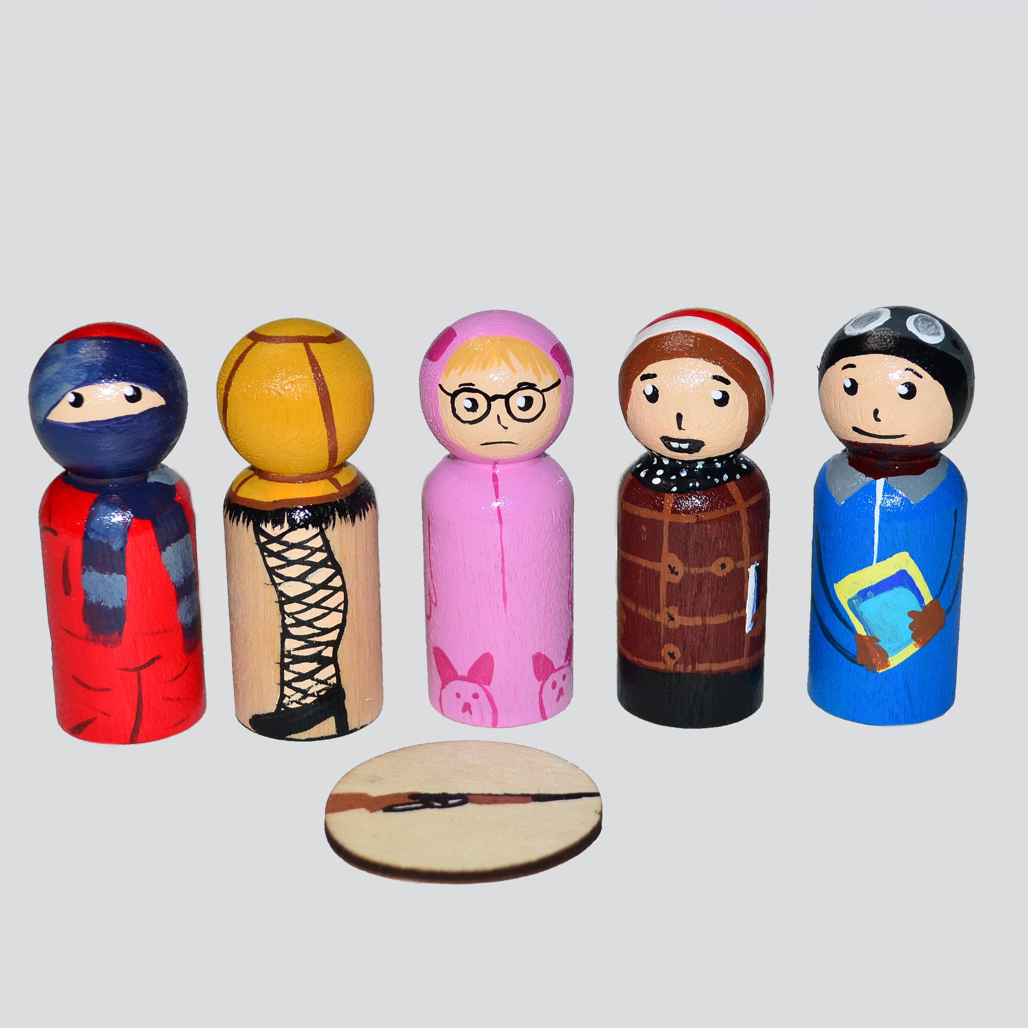 Christmas Story Peg Dolls' Hand painted Wooden Peg Doll Toys - Dollhouse Peg Dolls, Loose Parts Play, Montessori Toys