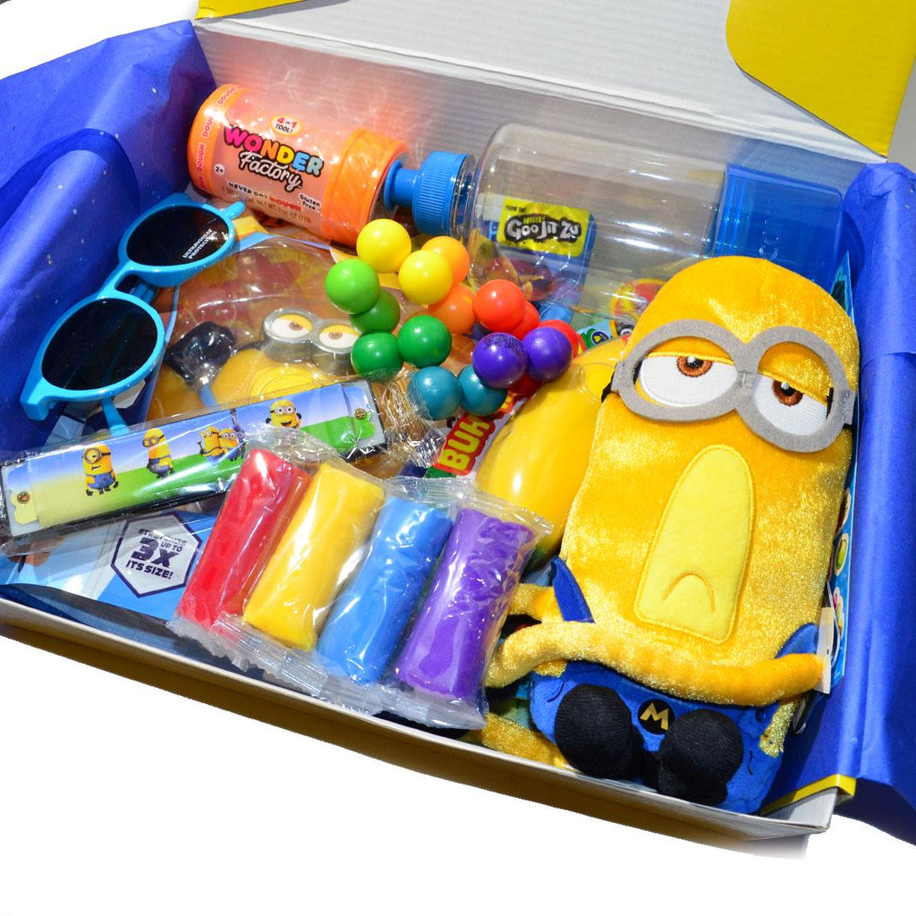 Personalized Pre-Filled Minion Themed Gift box * Unique Birthday Gift for kids * surprise box • Toys, Activities gift- Thinking of you gift