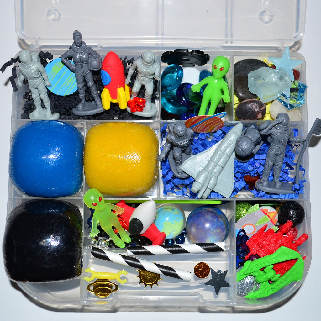 Homemade Astronaut/ Space Sensory Playdough Kit, Sensory Bin, Montessori, Busy Box