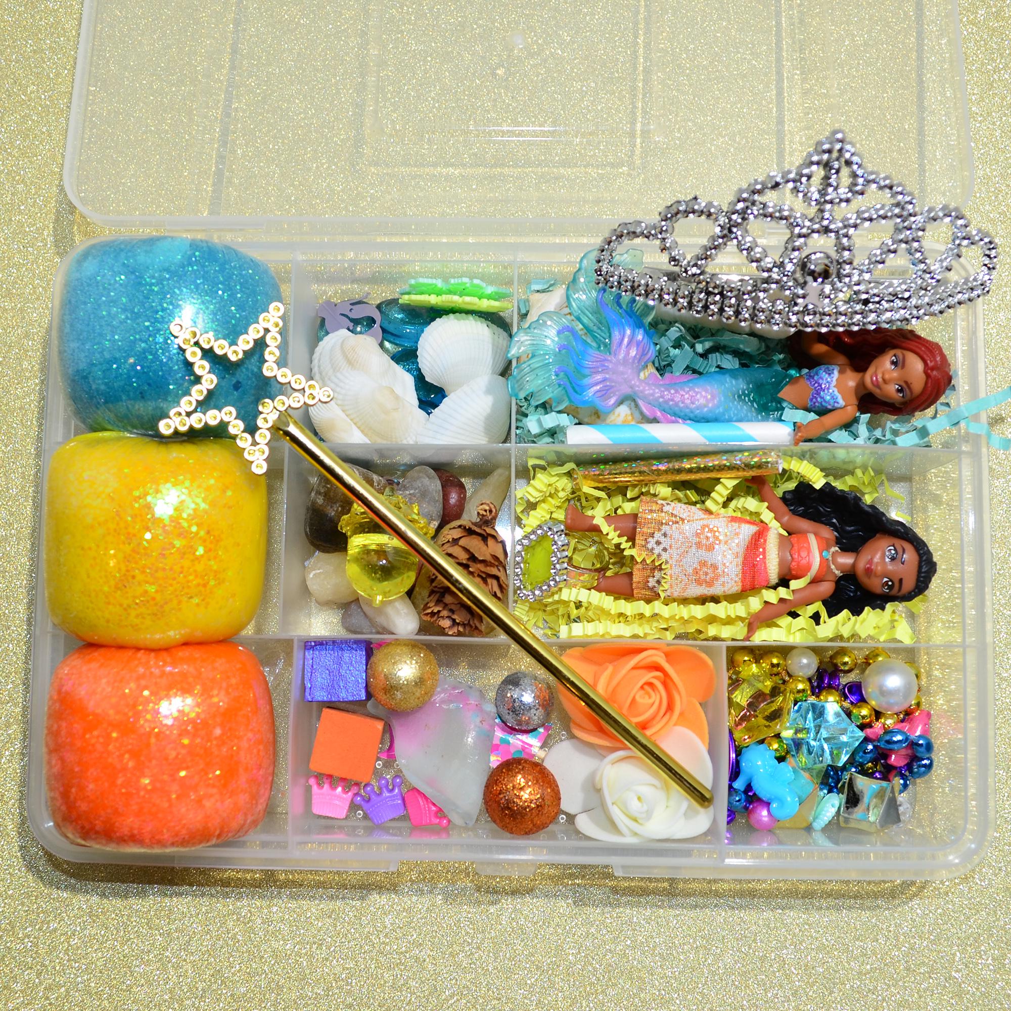 Homemade Princess Themed Sensory Playdough Kit, Sensory Bin, Montessori, Busy Box