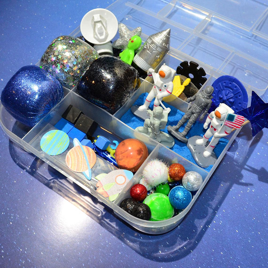 Homemade Astronaut/ Space Sensory Playdough Kit, Sensory Bin, Montessori, Busy Box