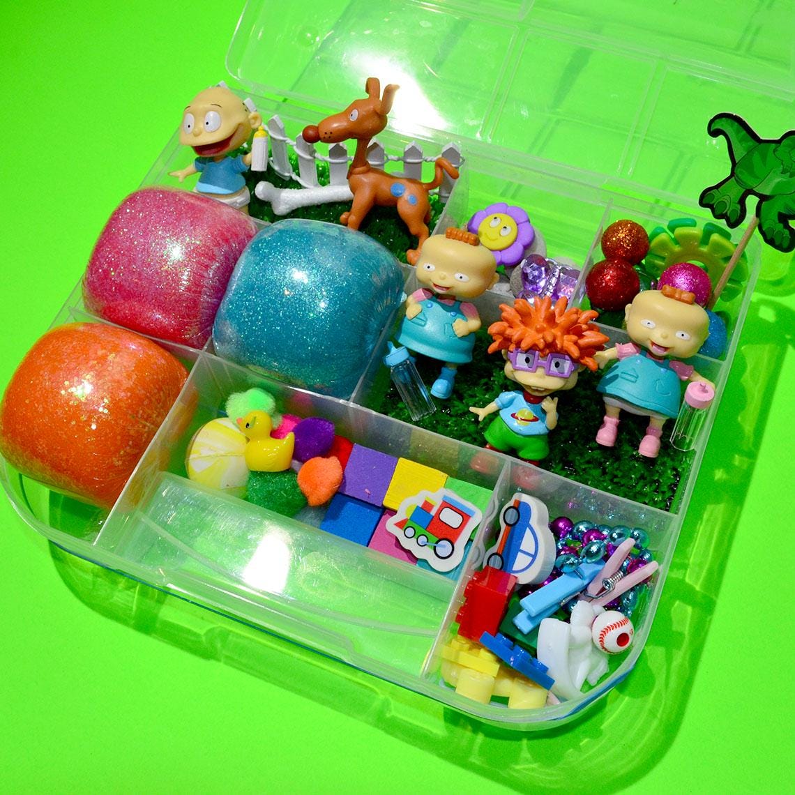 Homemade Rugrats Themed Sensory Playdough Kit, Sensory Bin, Montessori, Busy Box