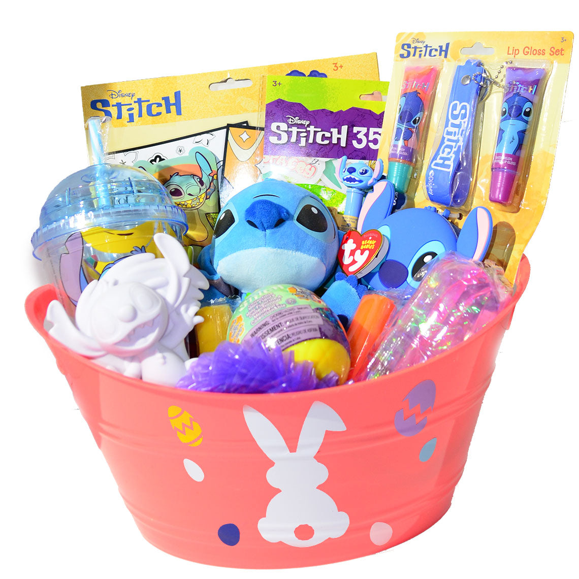 Personalized Pre-filled Easter basket for Kids/Toy Filled Gift Basket-Stitch
