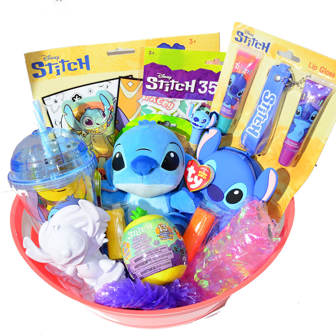 Personalized Pre-filled Easter basket for Kids/Toy Filled Gift Basket-Stitch