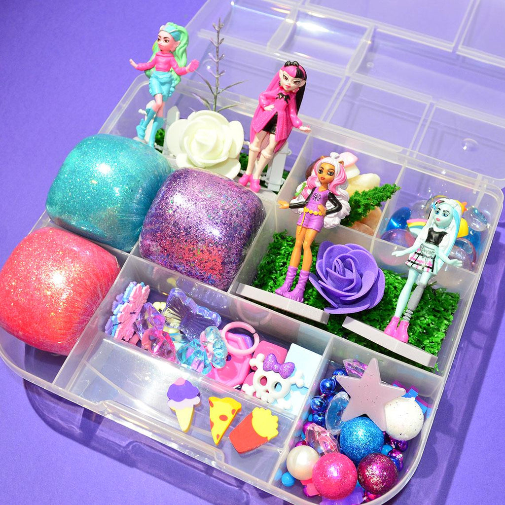 Homemade Monster High Sensory Playdough Kit, Sensory Bin, Montessori, Busy Box
