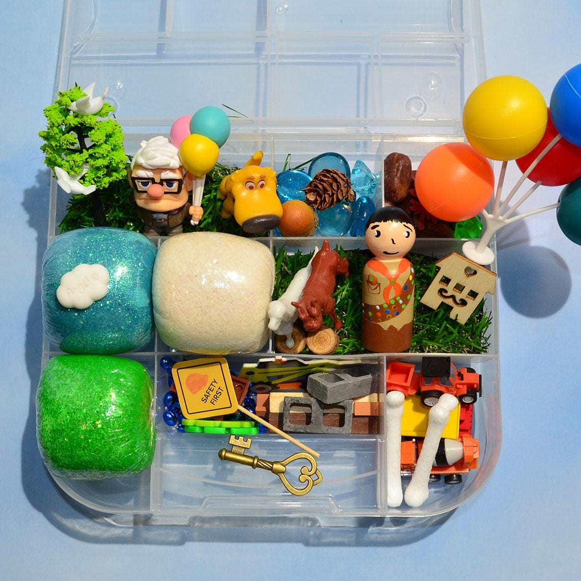 Homemade Up Inspired Sensory Playdough Kit, Sensory Bin, Montessori, Busy Box