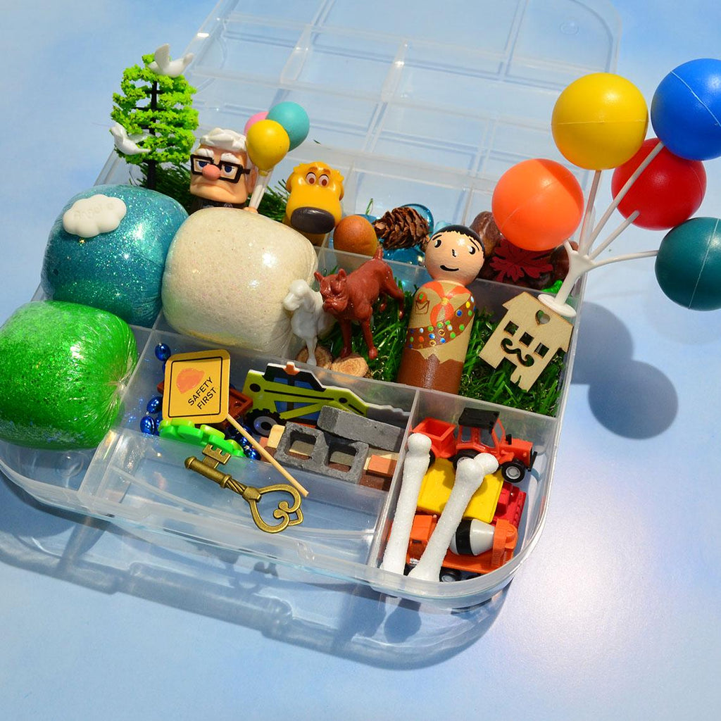 Homemade Up Inspired Sensory Playdough Kit, Sensory Bin, Montessori, Busy Box