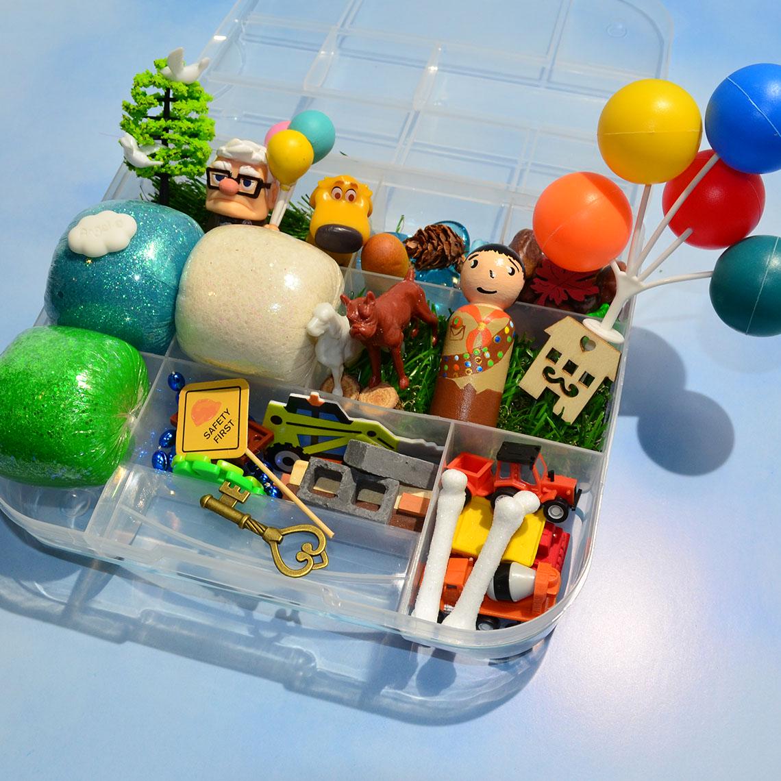 Homemade Up Inspired Sensory Playdough Kit, Sensory Bin, Montessori, Busy Box