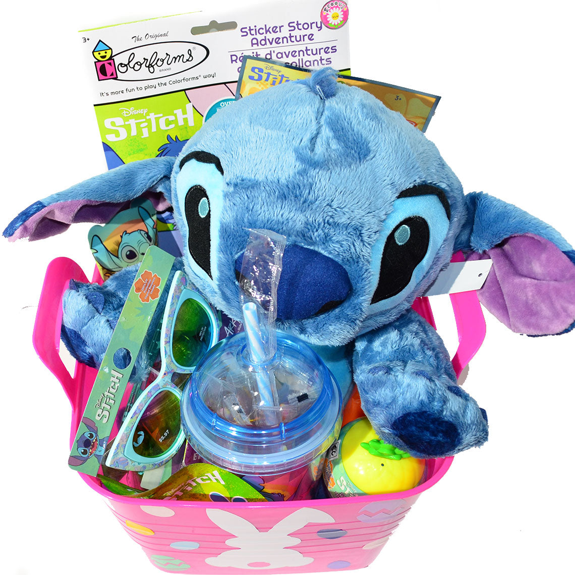 Personalized Pre-filled Easter basket for Kids/Toy Filled Gift Basket-Stitch
