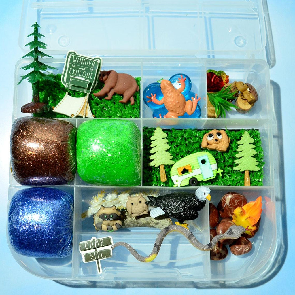 Homemade Happy Trails Camper Sensory Playdough Kit, Sensory Bin, Montessori, Busy Box