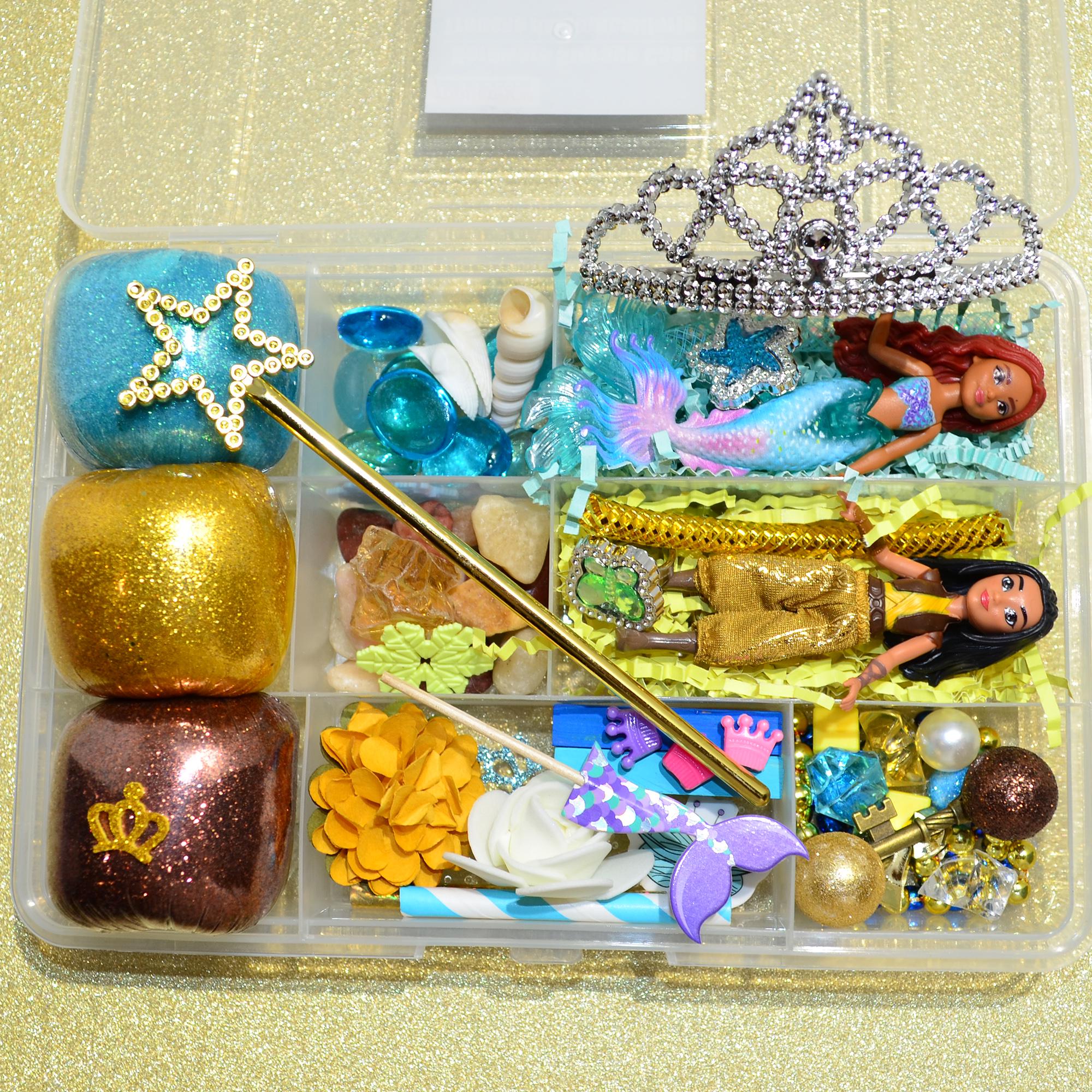 Homemade Princess Themed Sensory Playdough Kit, Sensory Bin, Montessori, Busy Box