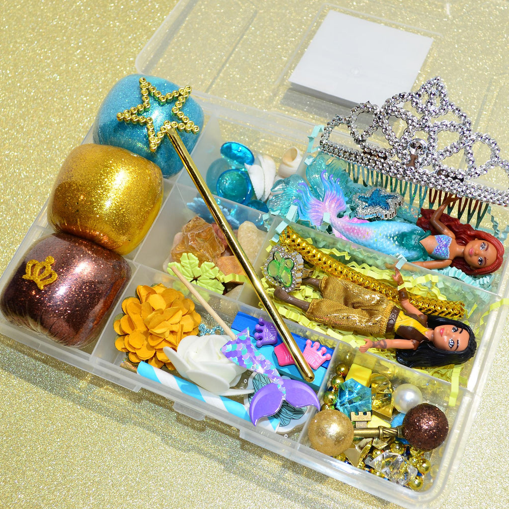 Homemade Princess Themed Sensory Playdough Kit, Sensory Bin, Montessori, Busy Box