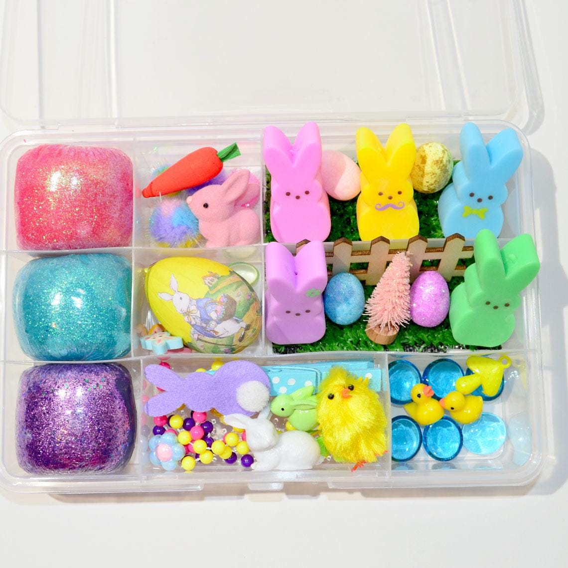 Homemade Easter Peeps Sensory Playdough Kit - Sensory kits, busy box kit
