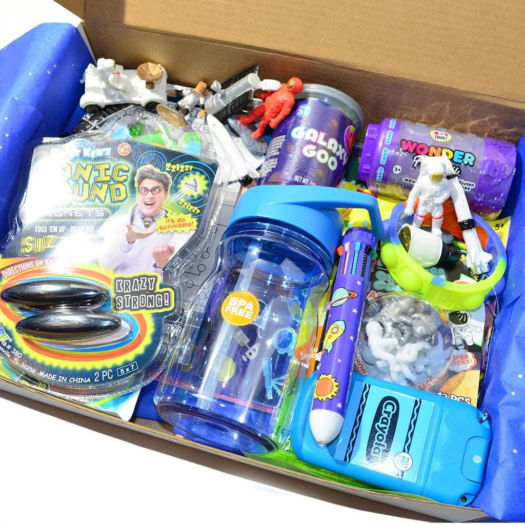 Personalized Pre-Filled Outer Space Themed Gift box * Unique Birthday Gift for kids * surprise box • Toys, Activities gift- Thinking of you gift