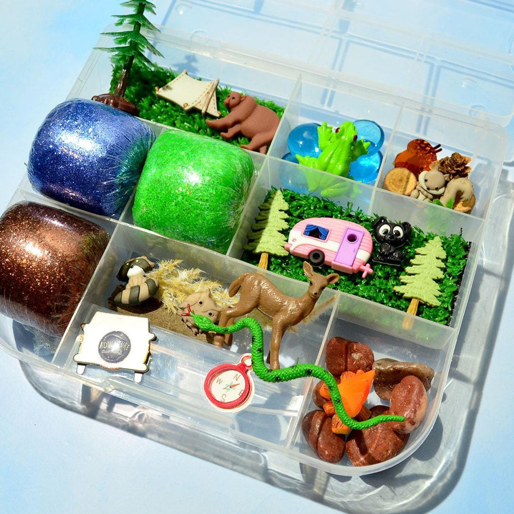 Homemade Happy Camper Sensory Playdough Kit, Sensory Bin, Montessori, Busy Box