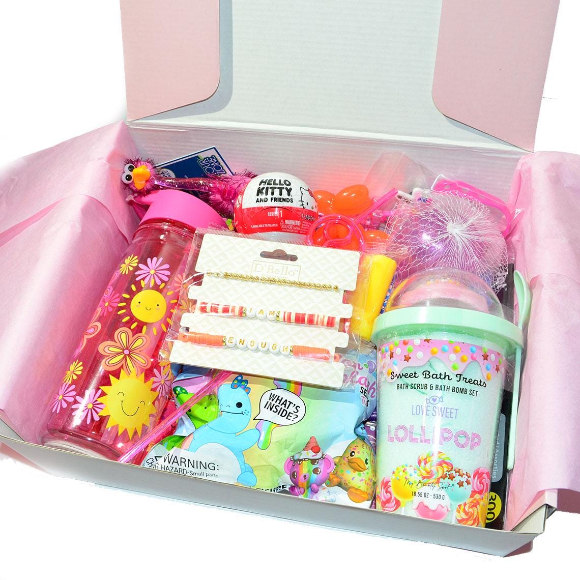Personalized Pre-Filled Girls Variety Gift box * Unique Birthday Gift for kids * surprise box • Toys, Activities gift- Thinking of you gift