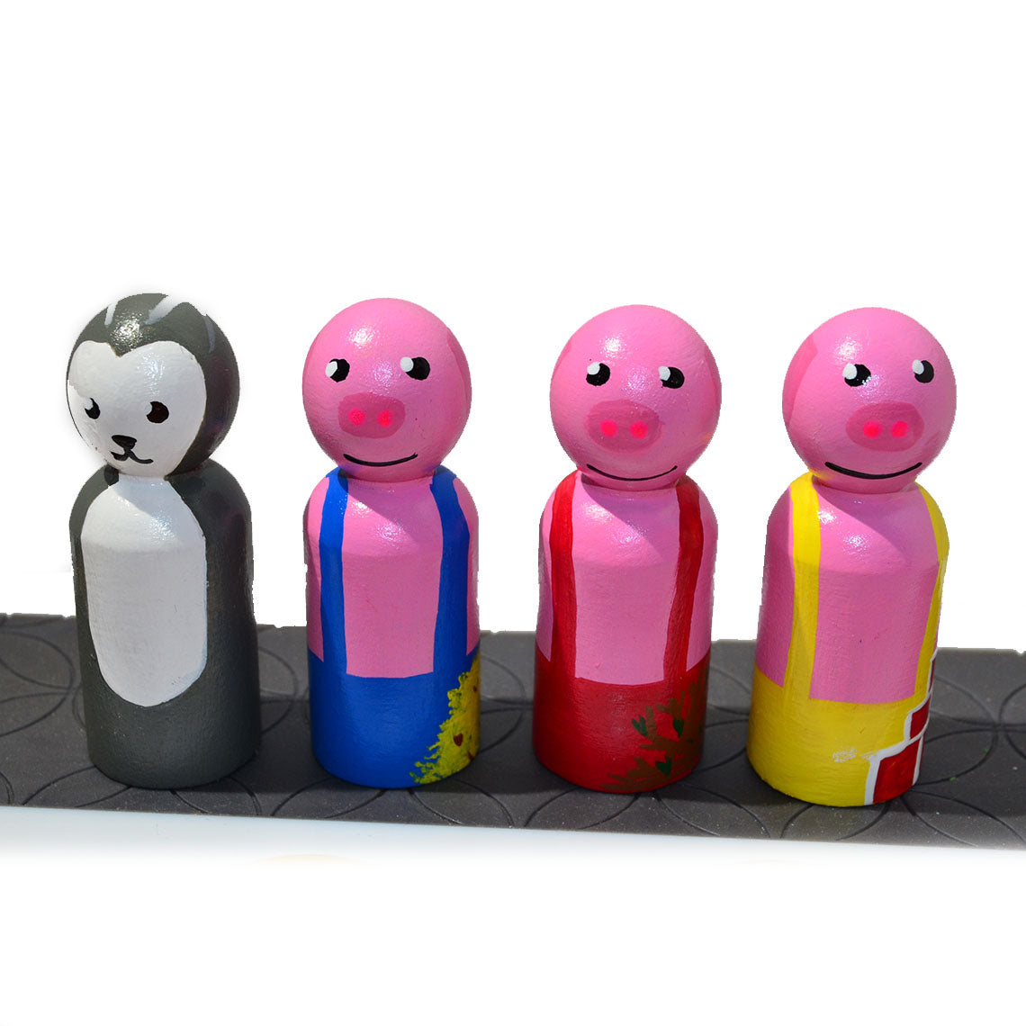 3 little Pig Storybook Peg Dolls' Hand painted Wooden Peg Doll Toys - Dollhouse Peg Dolls, Loose Parts Play, Montessori Toys