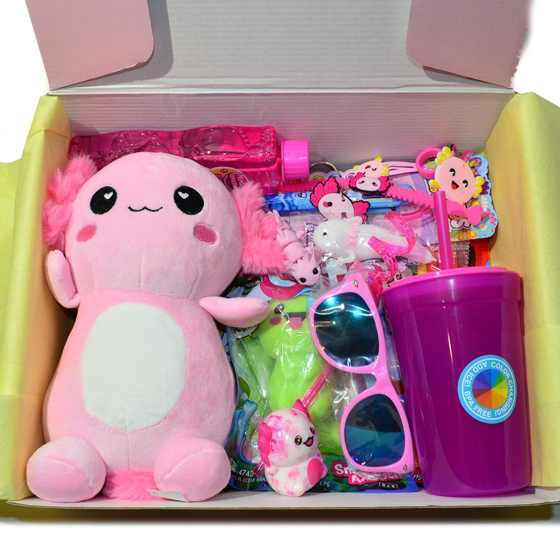 Personalized Axolotl Summer Gift box * Unique Birthday Gift for kids * surprise box • Toys, Activities gift- Thinking of you
