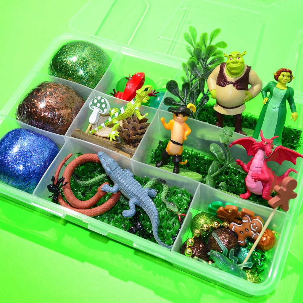 Homemade Shrek Themed Sensory Playdough Kit, Sensory Bin, Montessori, Busy Box