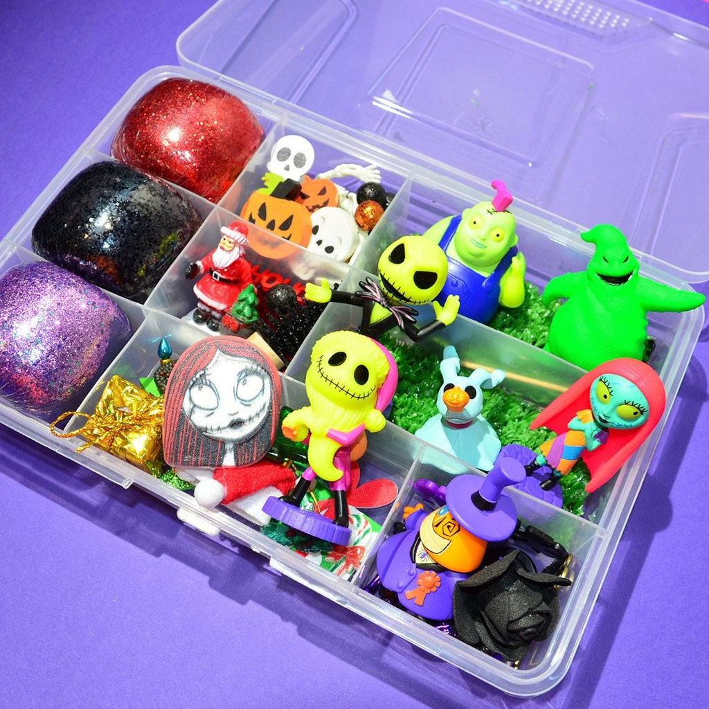 Homemade Jack & Sally Themed Sensory Playdough Kit, Sensory Bin, Montessori, Busy Box