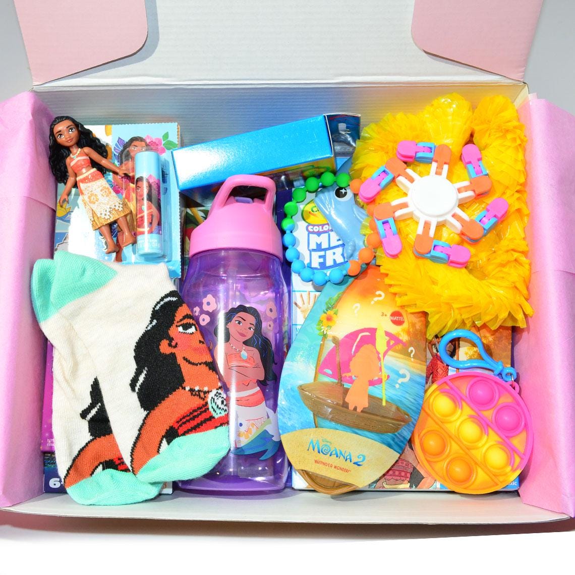 Personalized Pre-Filled Girls Princess Moana Themed Gift box * Unique Birthday Gift for kids * surprise box • Toys, Activities gift- Thinking of you gift