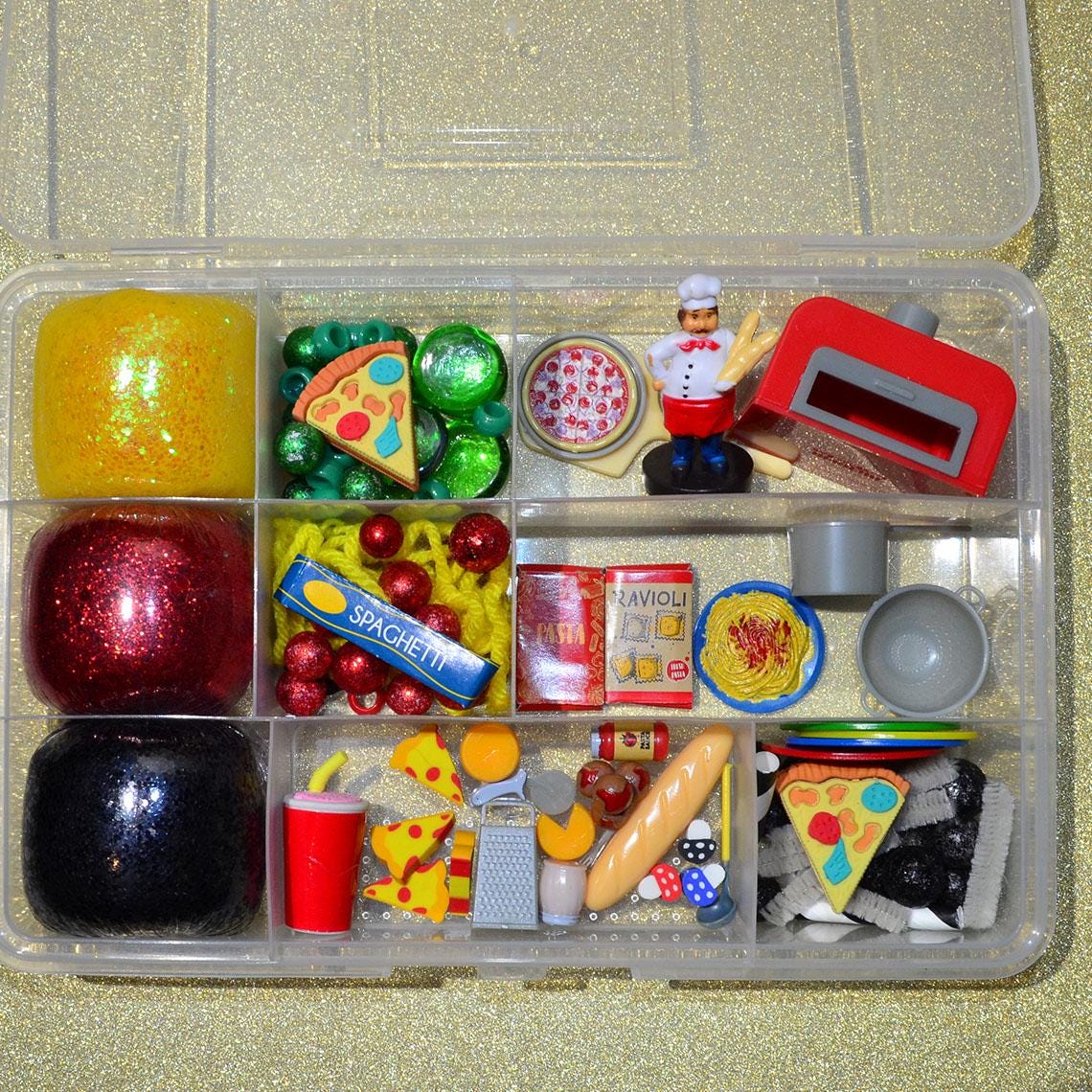 Pizza/Pasta shop Homemade Playdough Sensory Kit