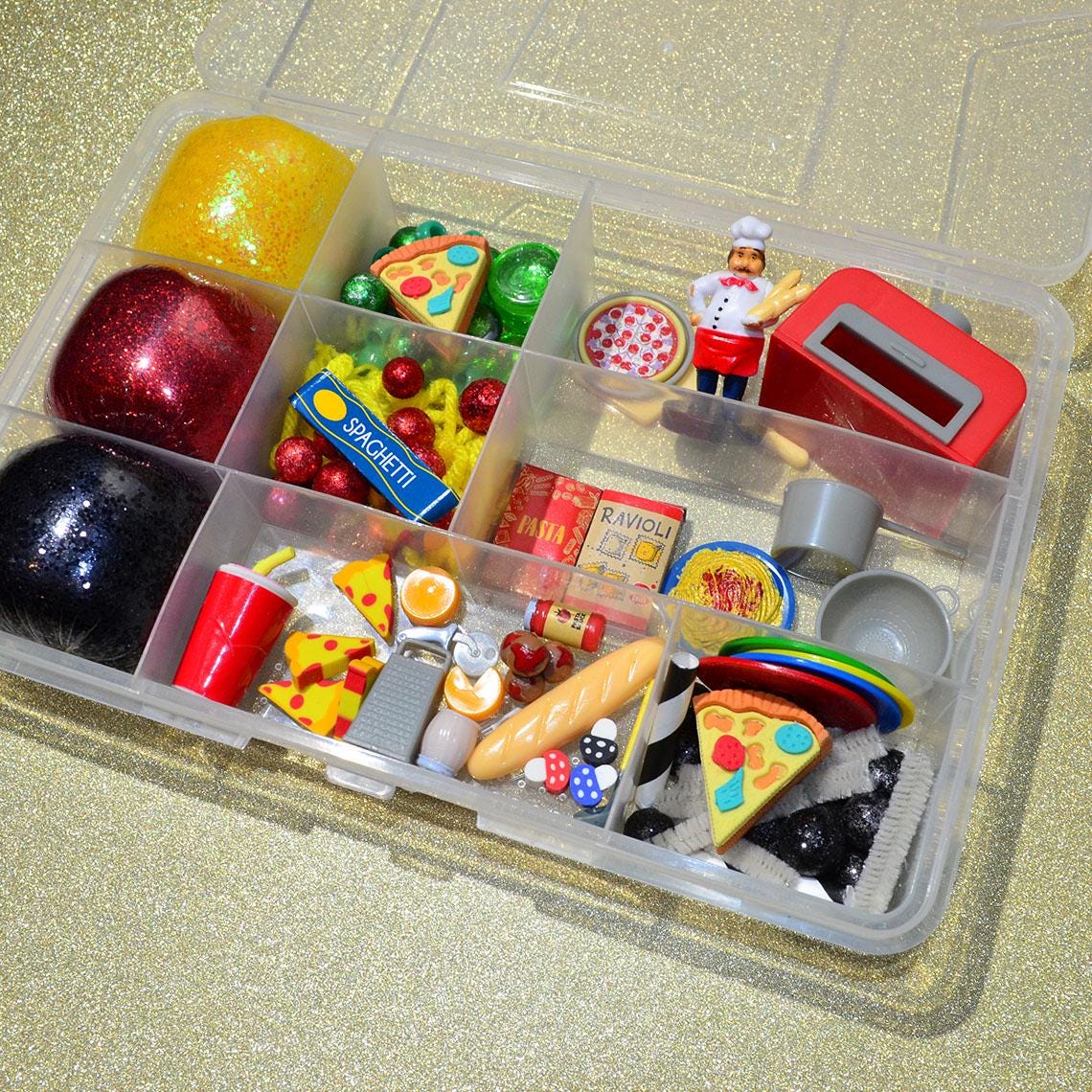 Pizza/Pasta shop Homemade Playdough Sensory Kit