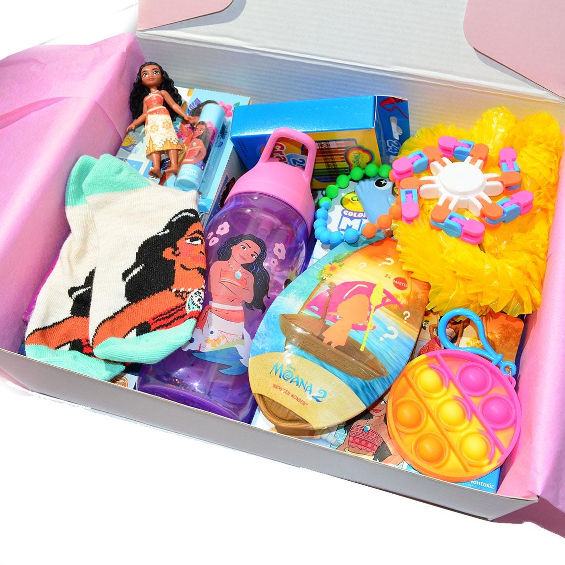 Personalized Pre-Filled Girls Princess Moana Themed Gift box * Unique Birthday Gift for kids * surprise box • Toys, Activities gift- Thinking of you gift