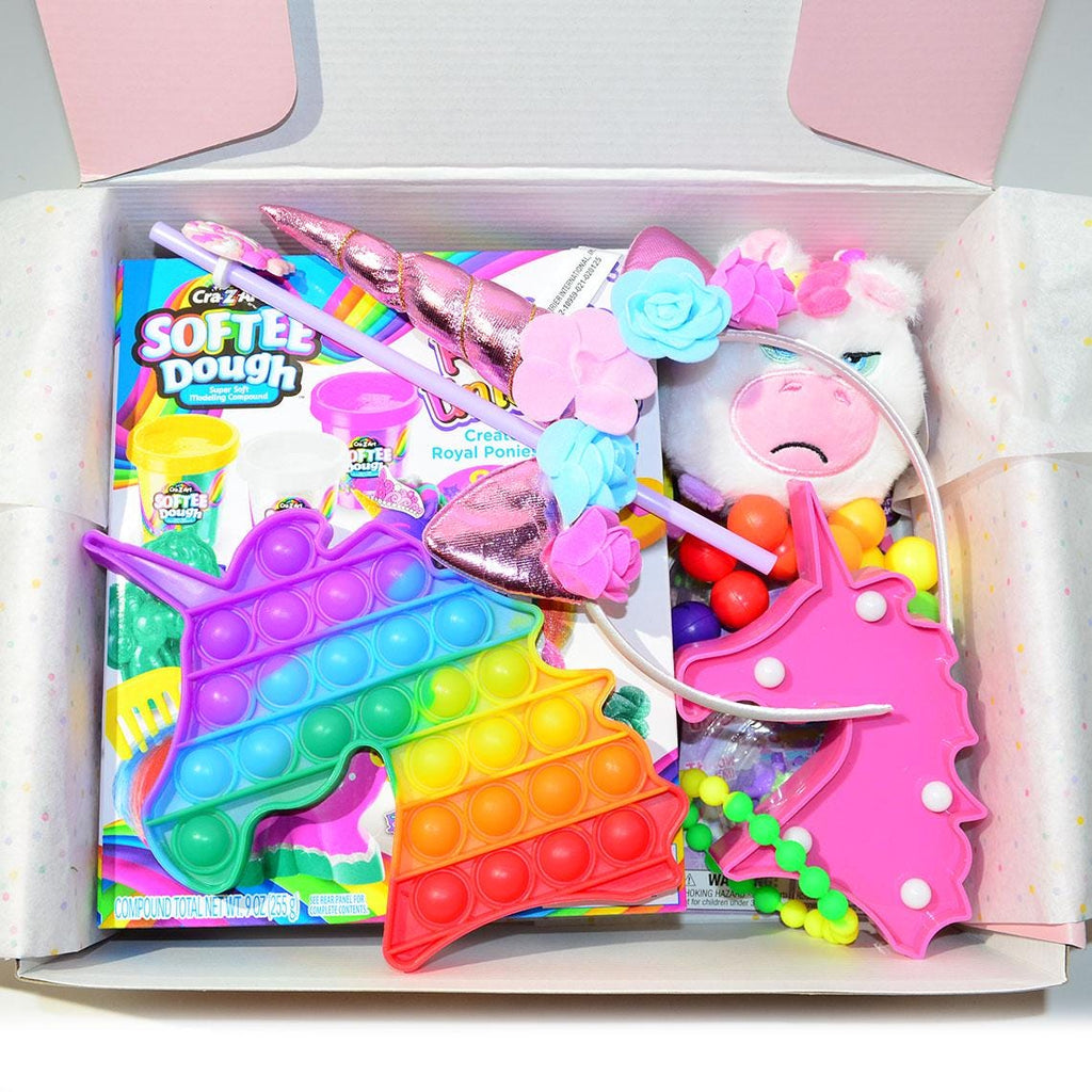 Personalized Pre-Filled Girls Unicorn Themed Gift box * Unique Birthday Gift for kids * surprise box • Toys, Activities gift- Thinking of you gift