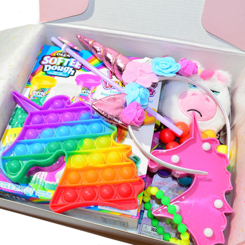 Personalized Pre-Filled Girls Unicorn Themed Gift box * Unique Birthday Gift for kids * surprise box • Toys, Activities gift- Thinking of you gift