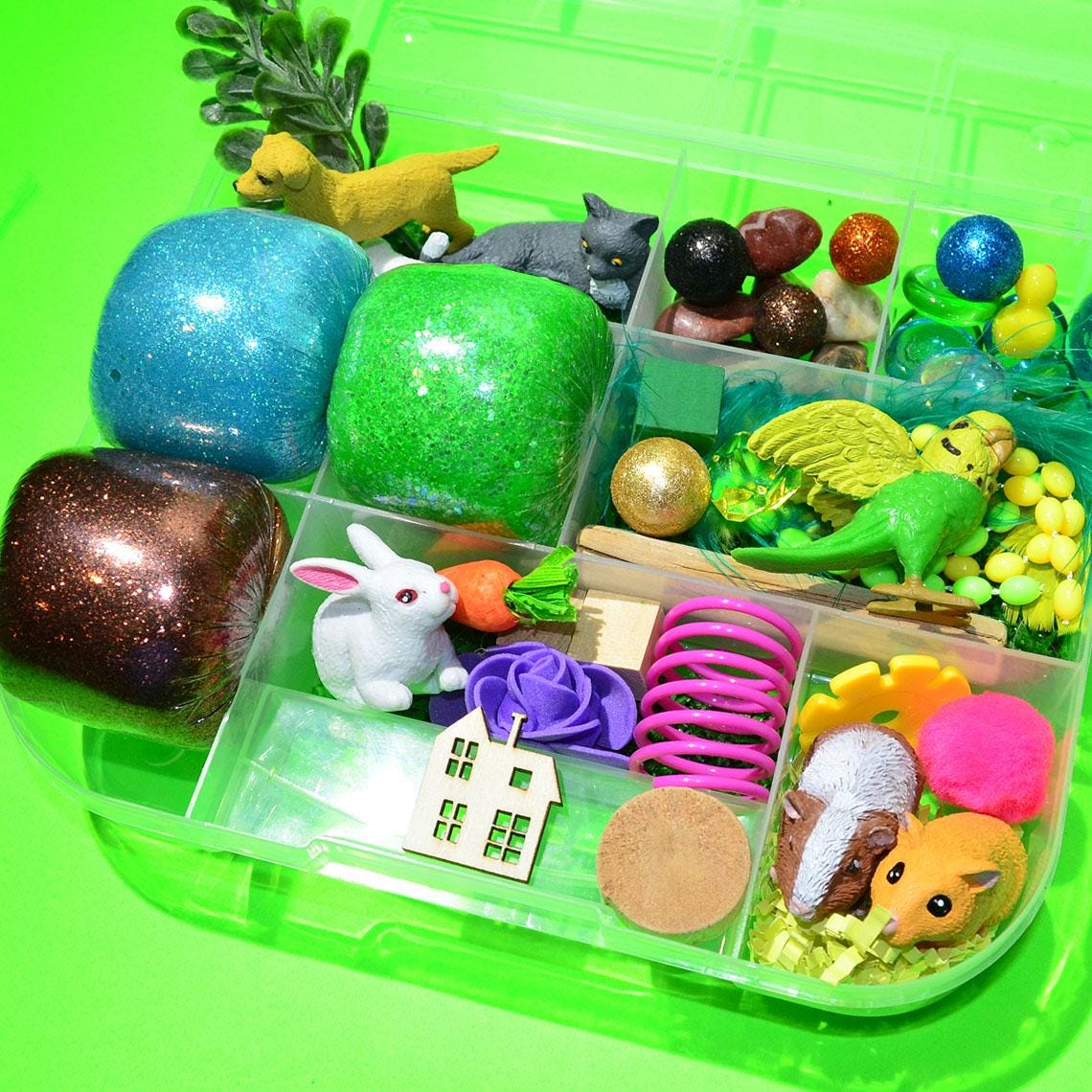Homemade Pet Themed Sensory Playdough Kit, Sensory Bin, Montessori, Busy Box