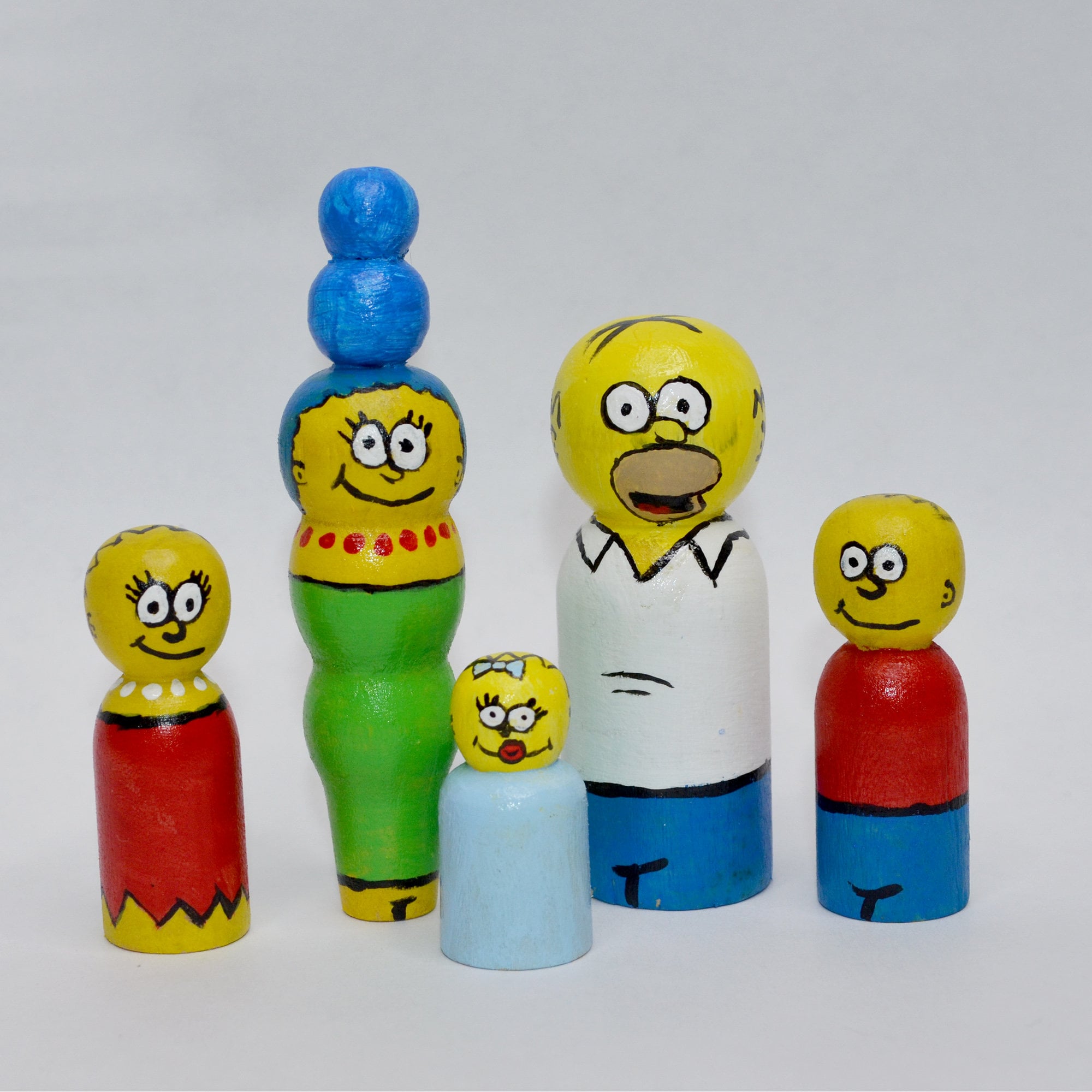 The Simpsons Peg Dolls' Hand painted Wooden Peg Doll Toys - Dollhouse Peg Dolls, Loose Parts Play, Montessori Toys