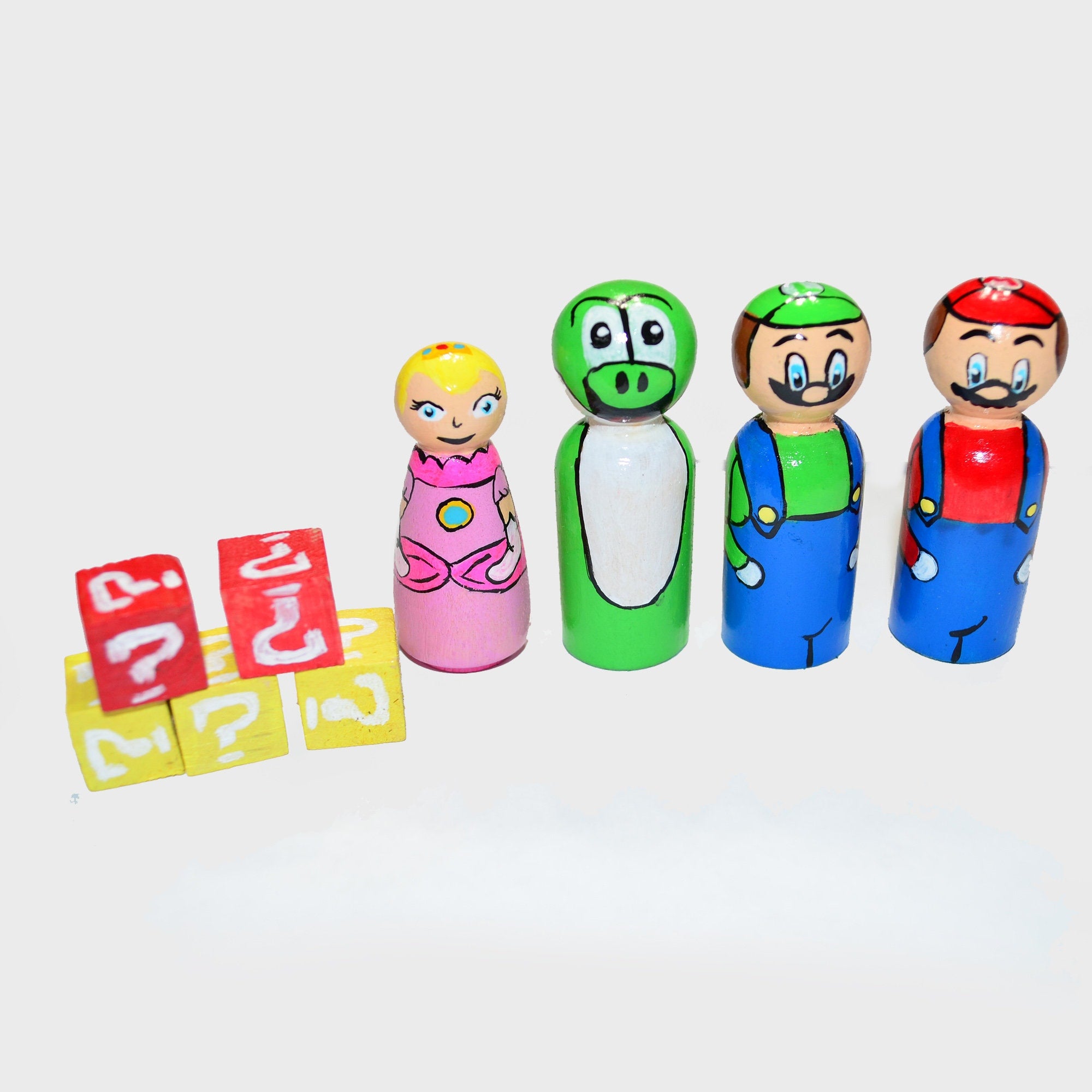 Mario Peg Dolls' Hand painted Wooden Peg Doll Toys - Dollhouse Peg Dolls, Loose Parts Play, Montessori Toys (Copy)
