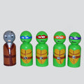 Ninja Turtles Peg Dolls' Hand painted Wooden Peg Doll Toys - Dollhouse Peg Dolls, Loose Parts Play, Montessori Toys