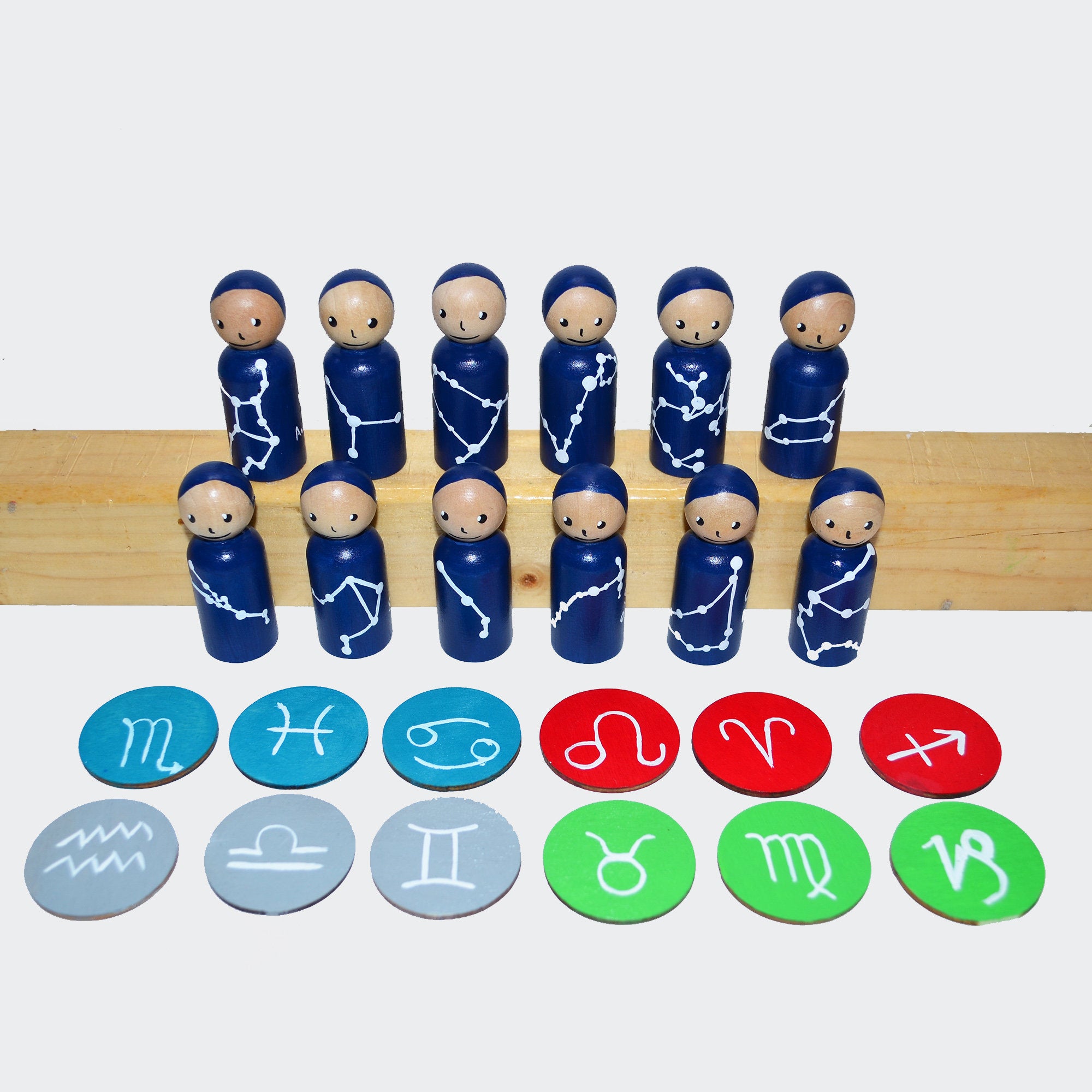 Zodiac constellation Peg Dolls' Hand painted Wooden Peg Doll Toys - Dollhouse Peg Dolls, Loose Parts Play, Montessori Toys