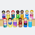 Princess Peg Dolls' Hand painted Wooden Peg Doll Toys - Dollhouse Peg Dolls, Loose Parts Play, Montessori Toys
